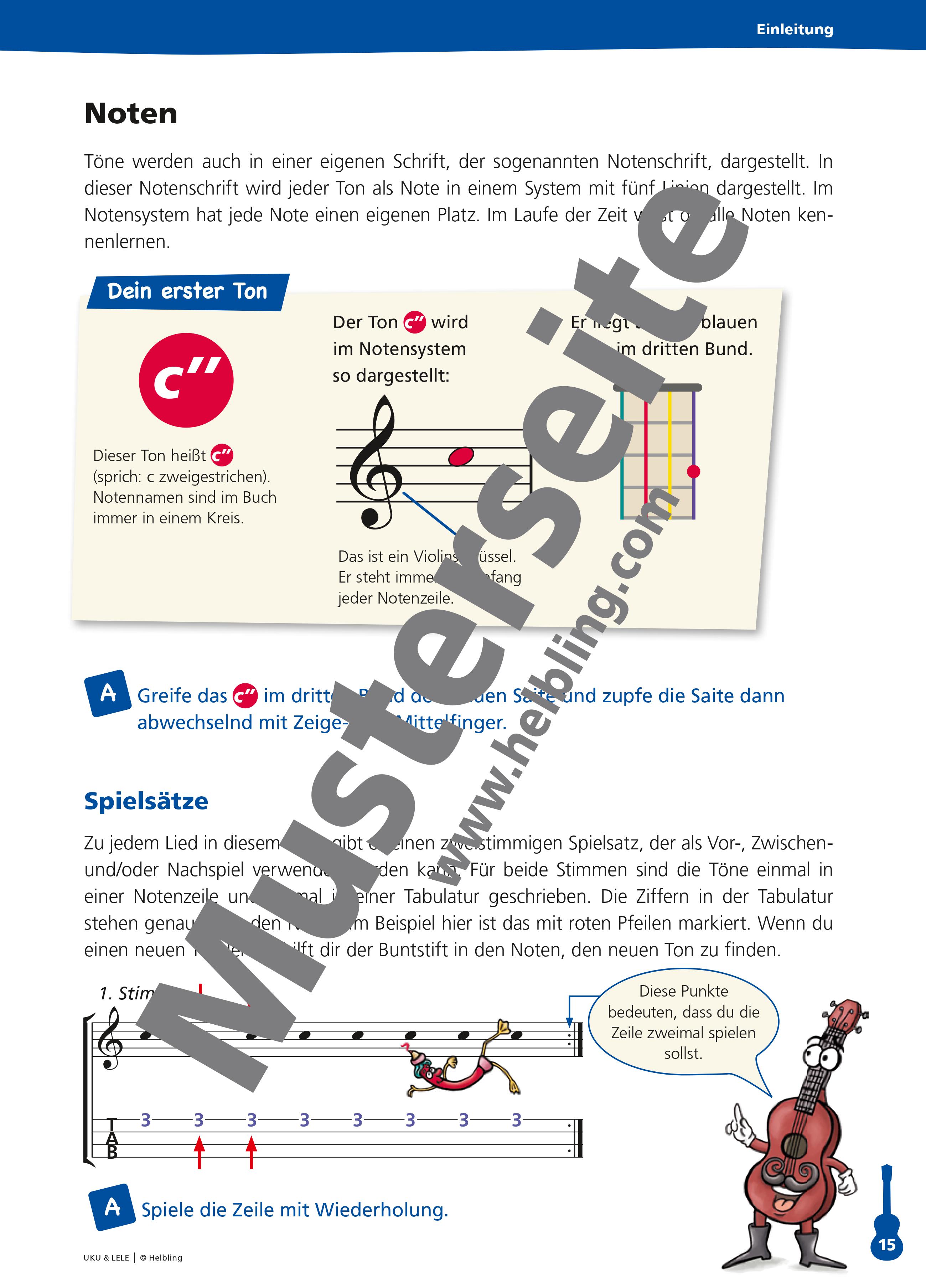 Sopran Ukulele mit Farbsaiten + Gigbag + Notenheft + Filzplektren