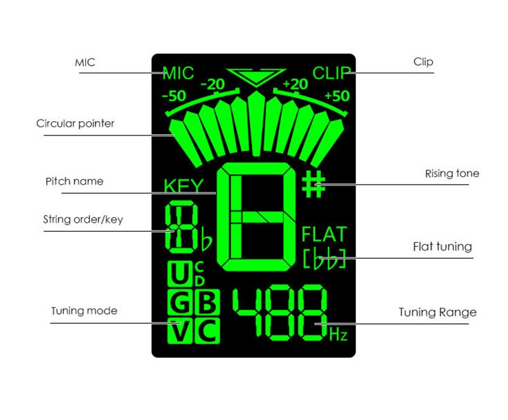 Stimmgerät Clip Tuner mit Color Display - Vibration + Micro Stimmgerät Clip Tuner mit Color Display - Vibration + Micro