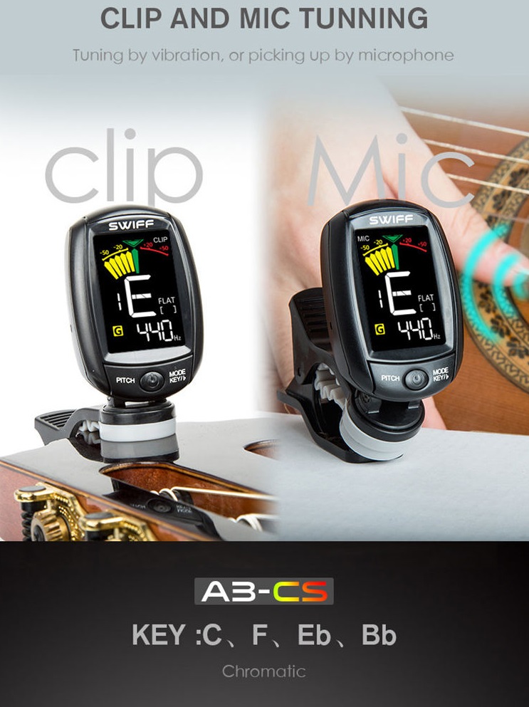 Stimmgerät Clip Tuner mit Color Display - Vibration + Micro Stimmgerät Clip Tuner mit Color Display - Vibration + Micro