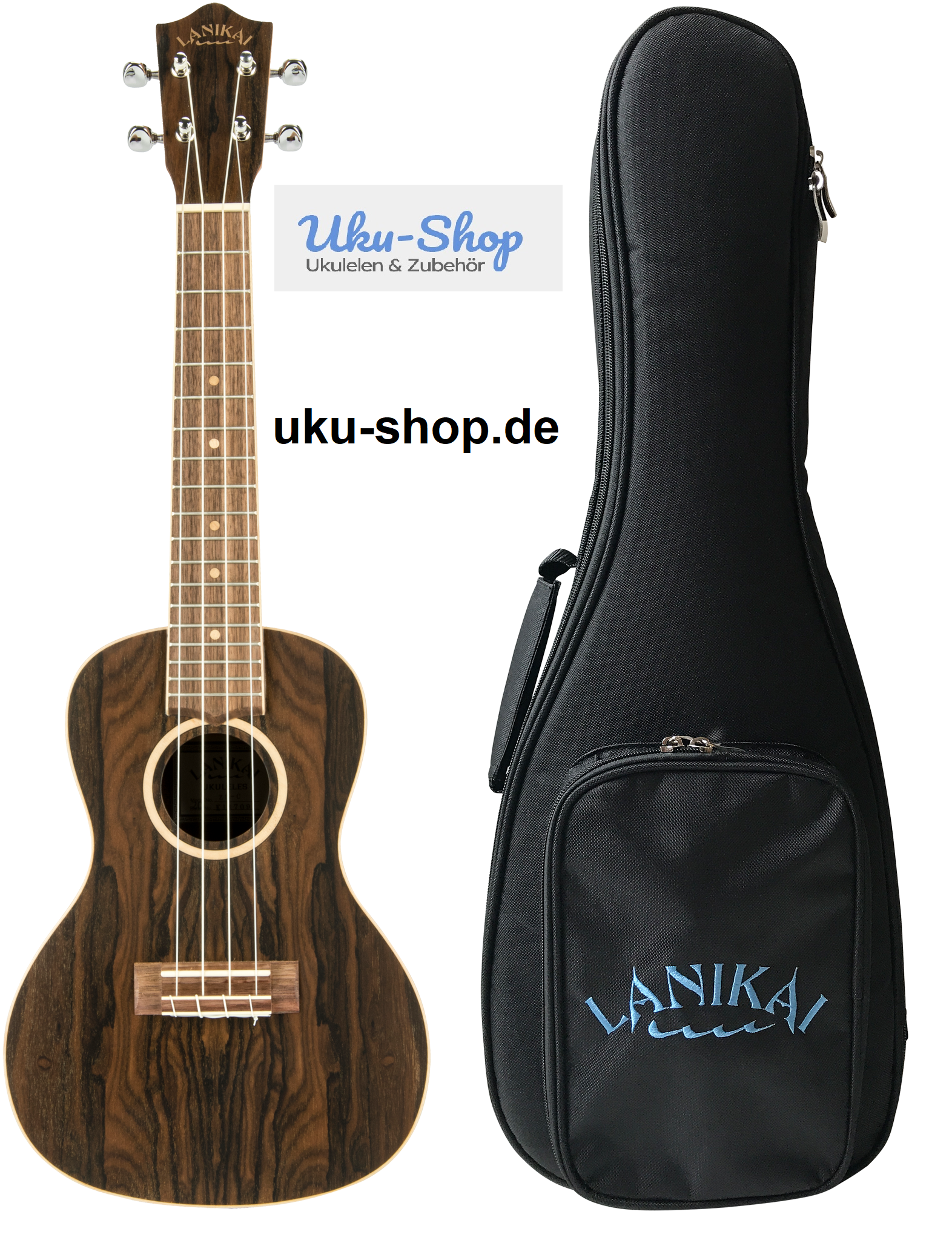 Lanikai Konzertukulele Zirikote inc. Gigbag