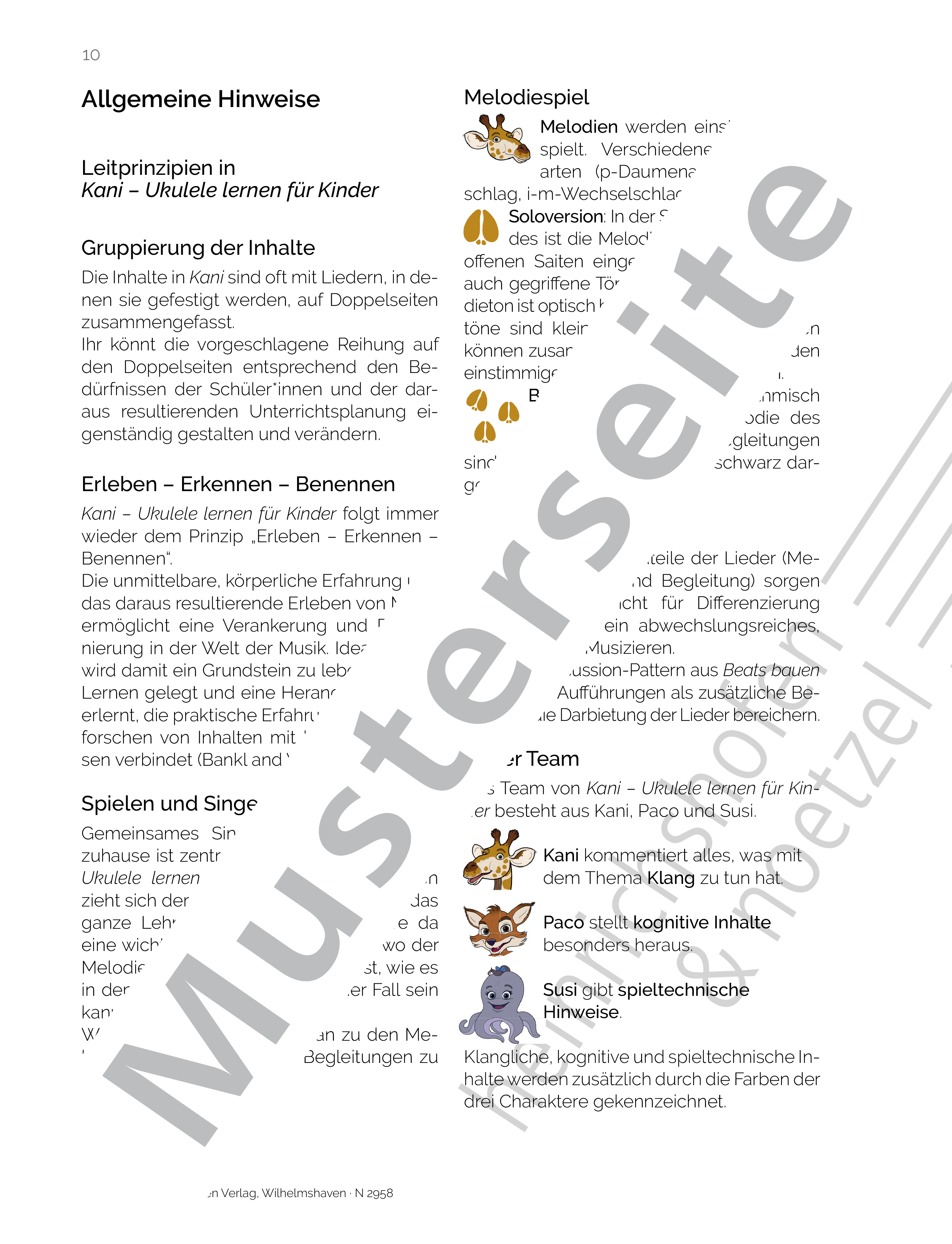 Leitfaden für Lehrkräfte - Kani Kinder Ukulele Schule + 4 Filz Plektren