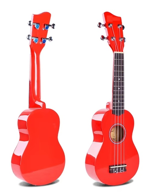 3 x Sopran Ukulele - rot blau natur - Sonderpreis