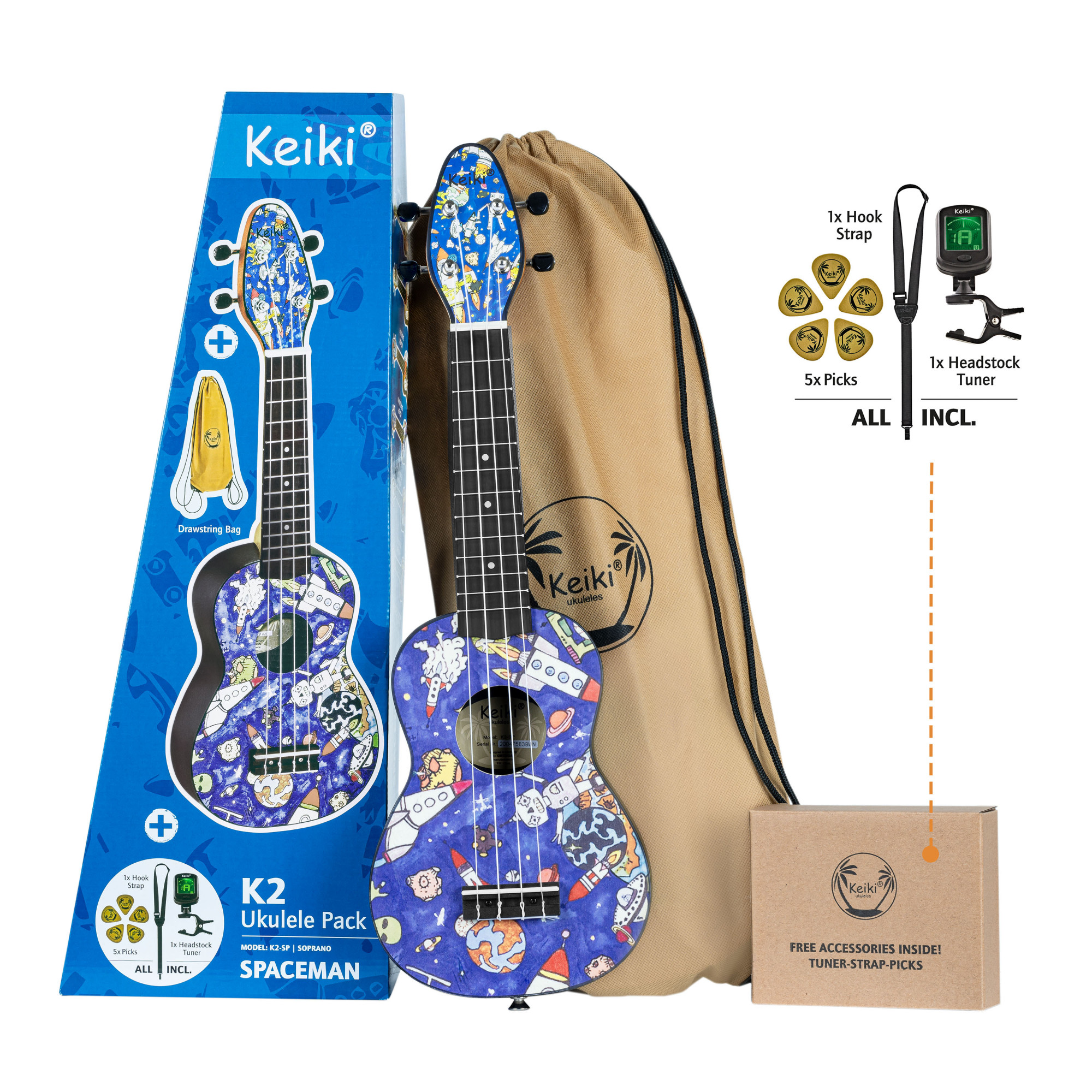 Keiki - Ortega  Sopran Ukulele mit Zubehör