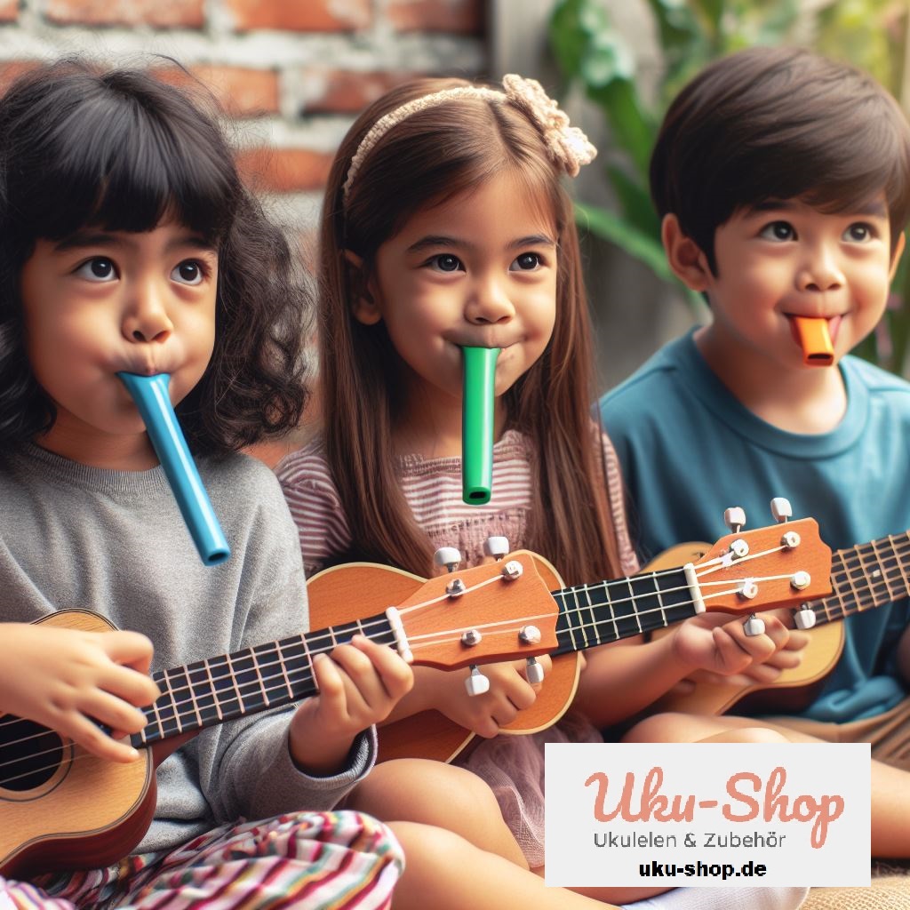 5 x Kazoo aus Kunststoff in: Grün-Gelb-Rot-Blau-Lila