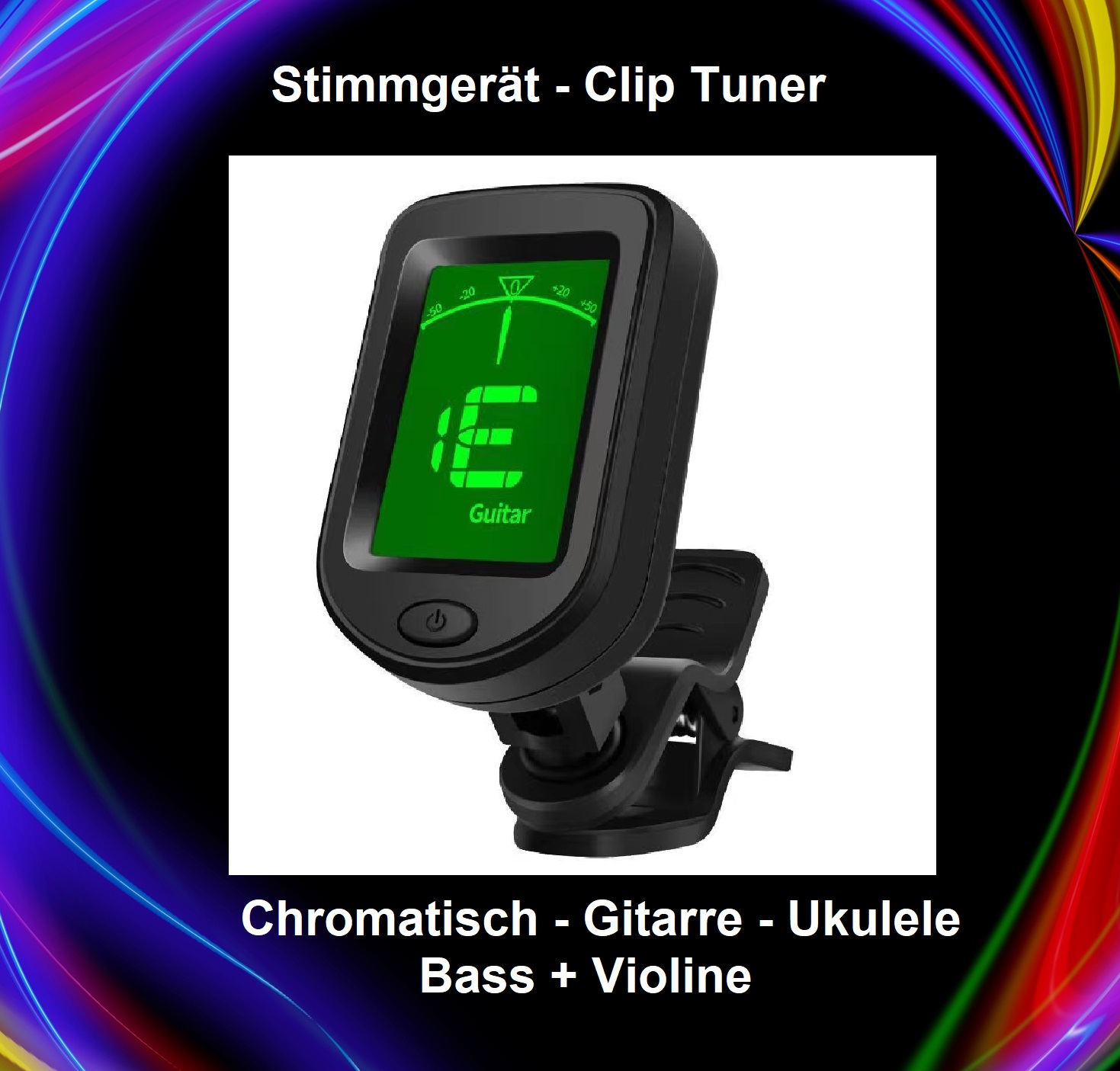 Clip-Tuner Stimmgerät für Ukulele-Gitarre-Violine-Bass + Chromatisch Clip-Tuner Stimmgerät für Ukulele-Gitarre-Violine-Bass + Chromatisch