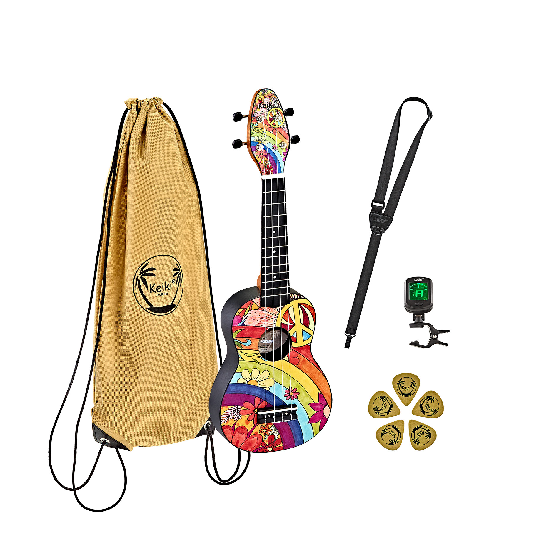 Keiki Ortega Sopran Ukulele mit Zubhör Keiki Ortega Sopran Ukulele mit Zubhör
