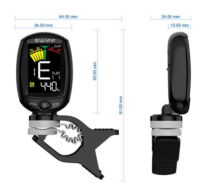 Stimmgerät Clip Tuner mit Color Display - Vibration + Micro Stimmgerät Clip Tuner mit Color Display - Vibration + Micro