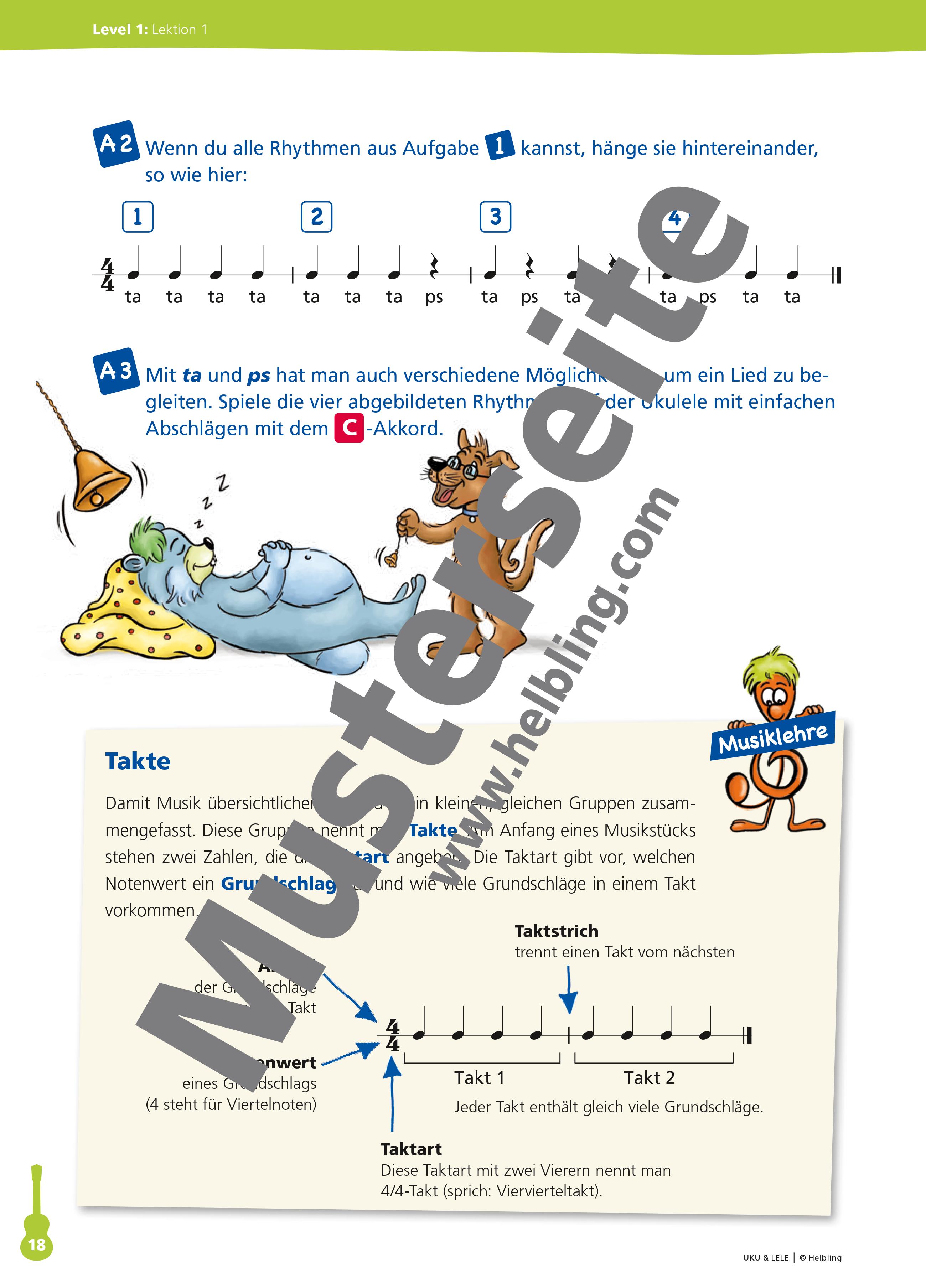 Sopran Ukulele mit Farbsaiten + Gigbag + Notenheft + Filzplektren