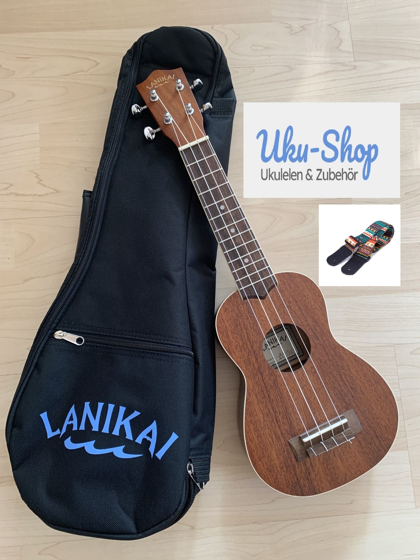 Lanikai Sopran Ukulele 21 " mit Gigbag und Umhängegurt Lanikai Sopran Ukulele 21 " mit Gigbag und Umhängegurt