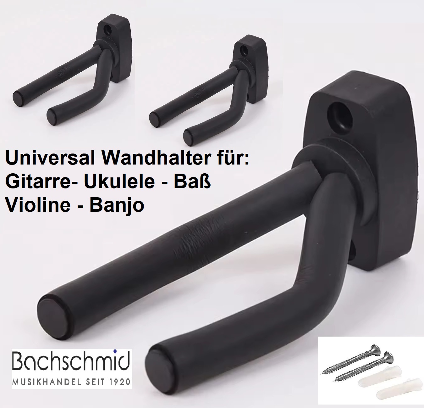 3 x Wandhalter für Ukulele - Gitarre - Bass - Mandoline - Banjo 3 x Wandhalter für Ukulele - Gitarre - Bass - Mandoline - Banjo