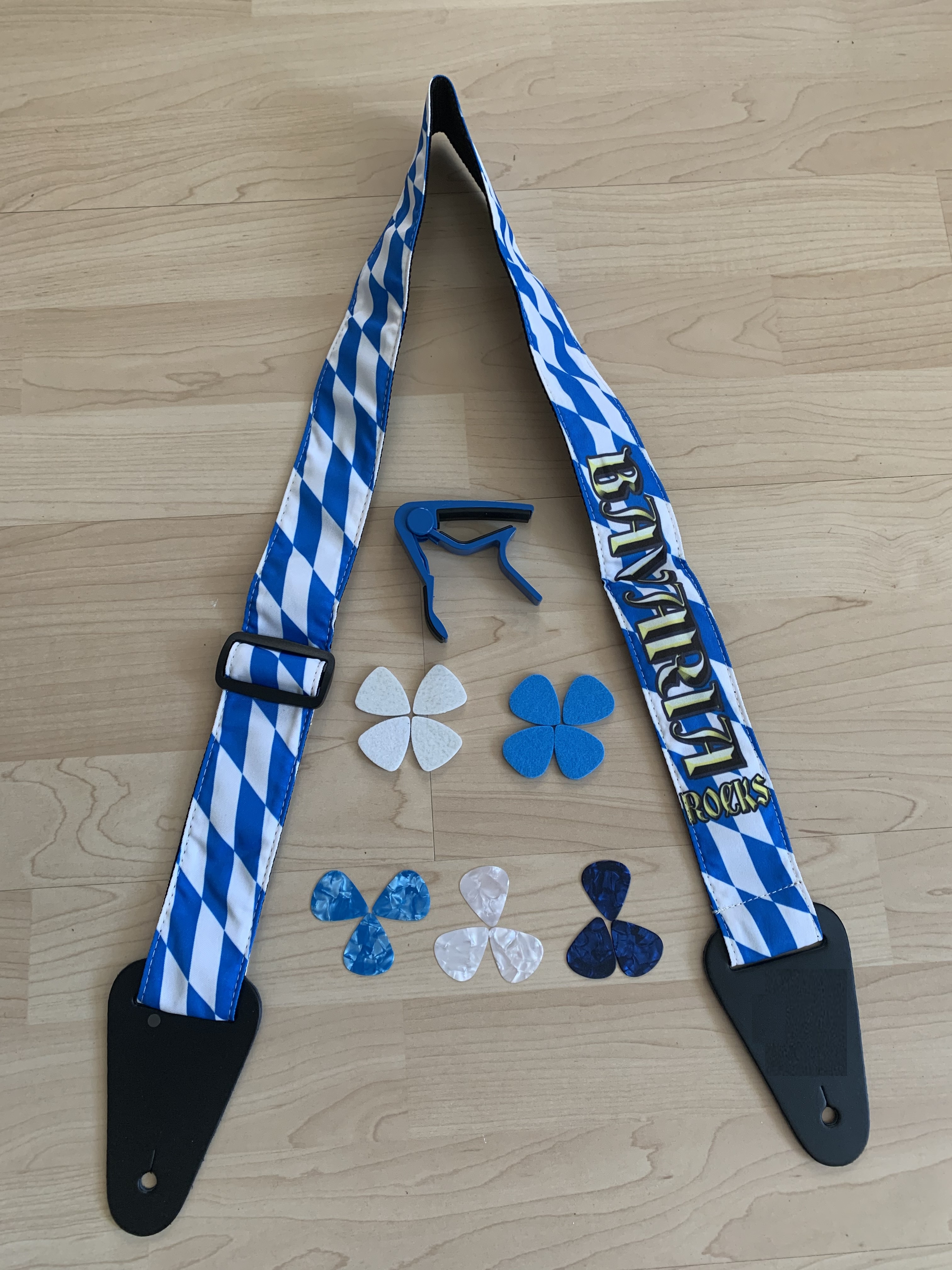 Umhängegurt Bavaria mit Kapotaster + Plektren 