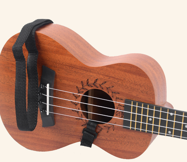 3 x Ukulele Gurt schwarz zum Einhängen am Schallloch