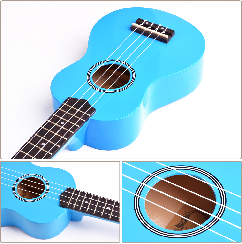 3 x Sopran Ukulele - rot blau natur - Sonderpreis