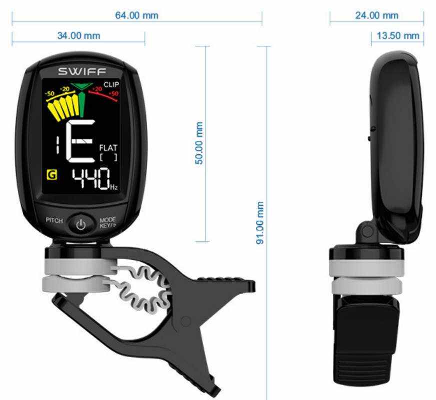 Stimmgerät Clip Tuner mit Color Display - Vibration + Micro Stimmgerät Clip Tuner mit Color Display - Vibration + Micro