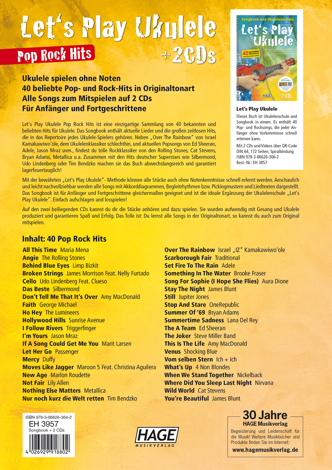 Let´s Play Ukulele - Pop Rock Hits - 40 Tolle Songs für Ukulele - mit 2 CD´s