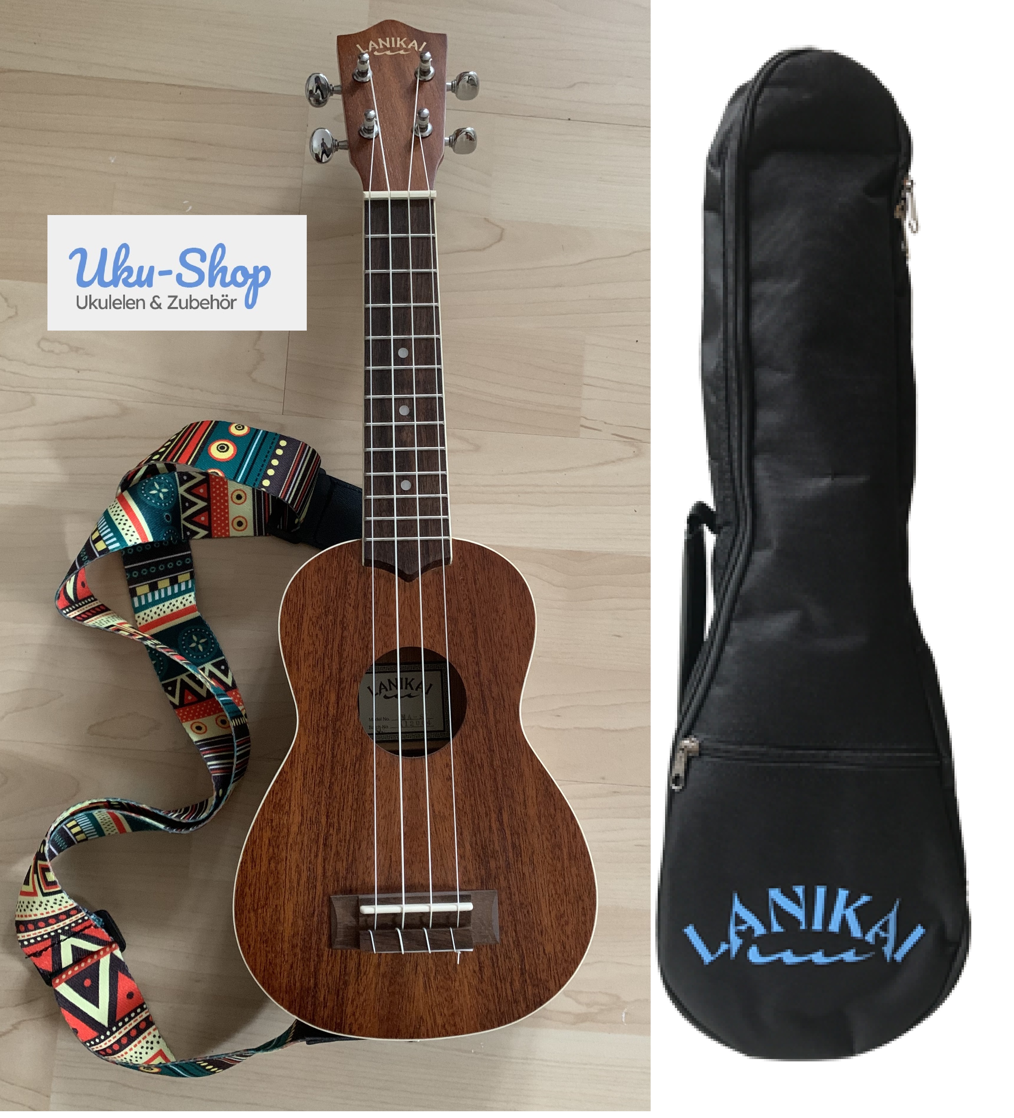 Lanikai Sopran Ukulele 21 " mit Gigbag und Umhängegurt Lanikai Sopran Ukulele 21 " mit Gigbag und Umhängegurt