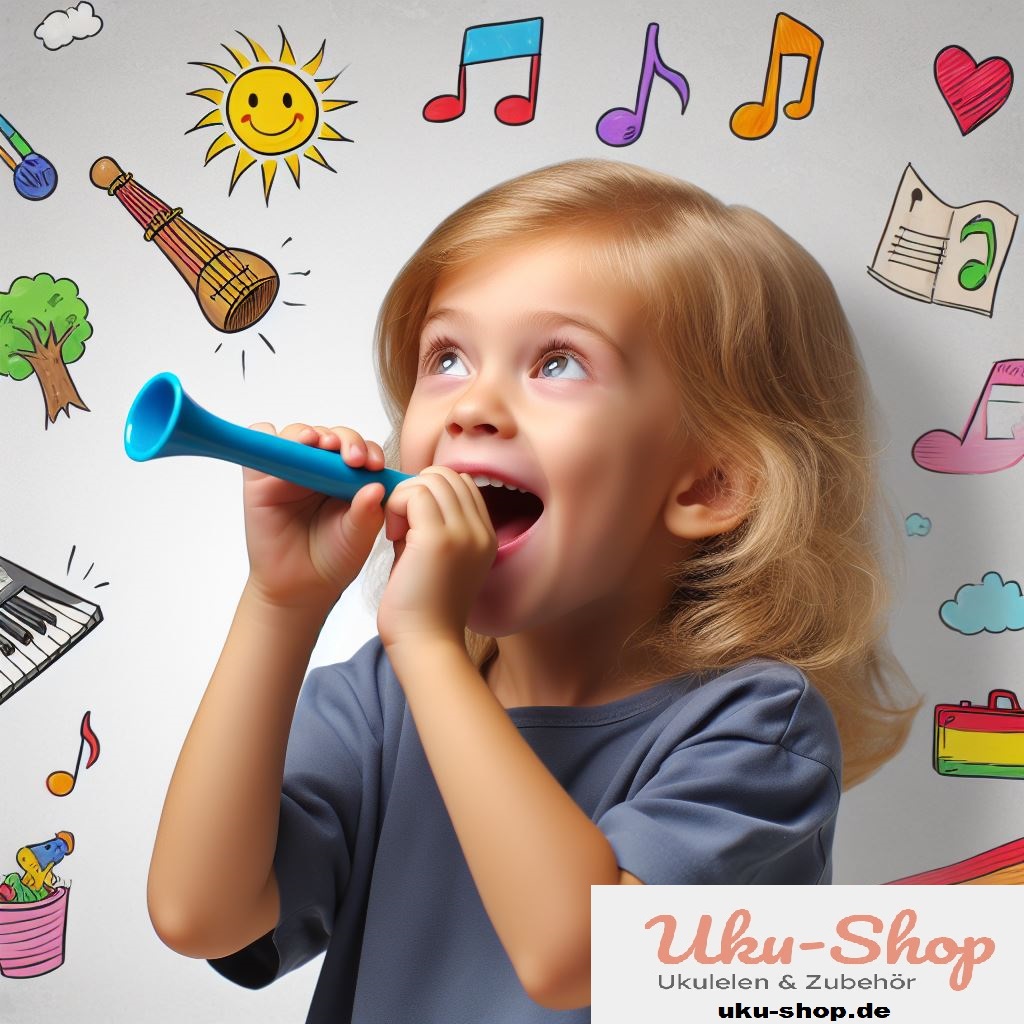 5 x Kazoo aus Kunststoff in: Grün-Gelb-Rot-Blau-Lila