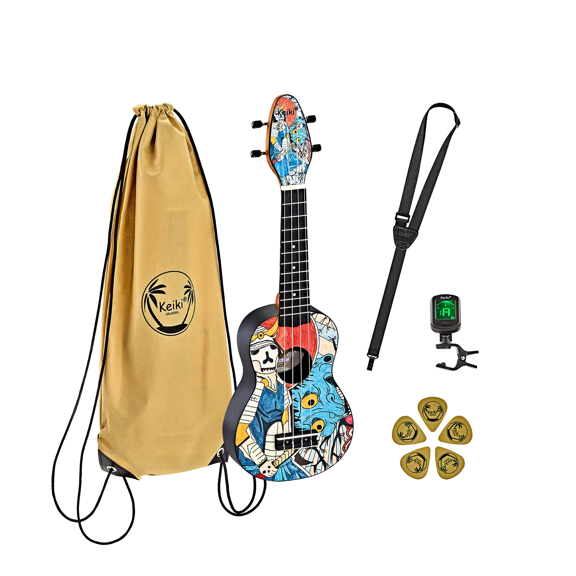 Keiki Sopran Ukulele mit Zubehör Keiki Sopran Ukulele mit Zubehör