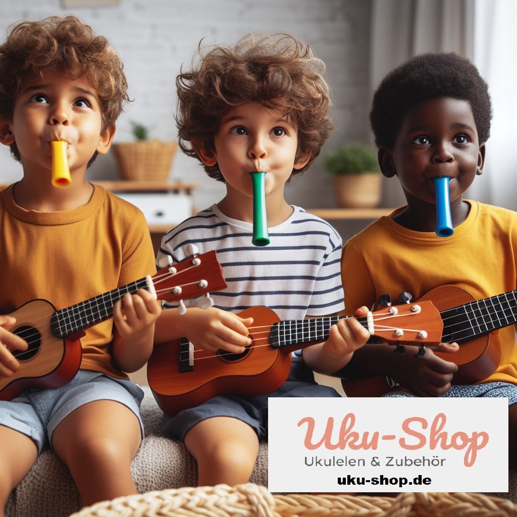 5 x Kazoo aus Kunststoff in: Grün-Gelb-Rot-Blau-Lila