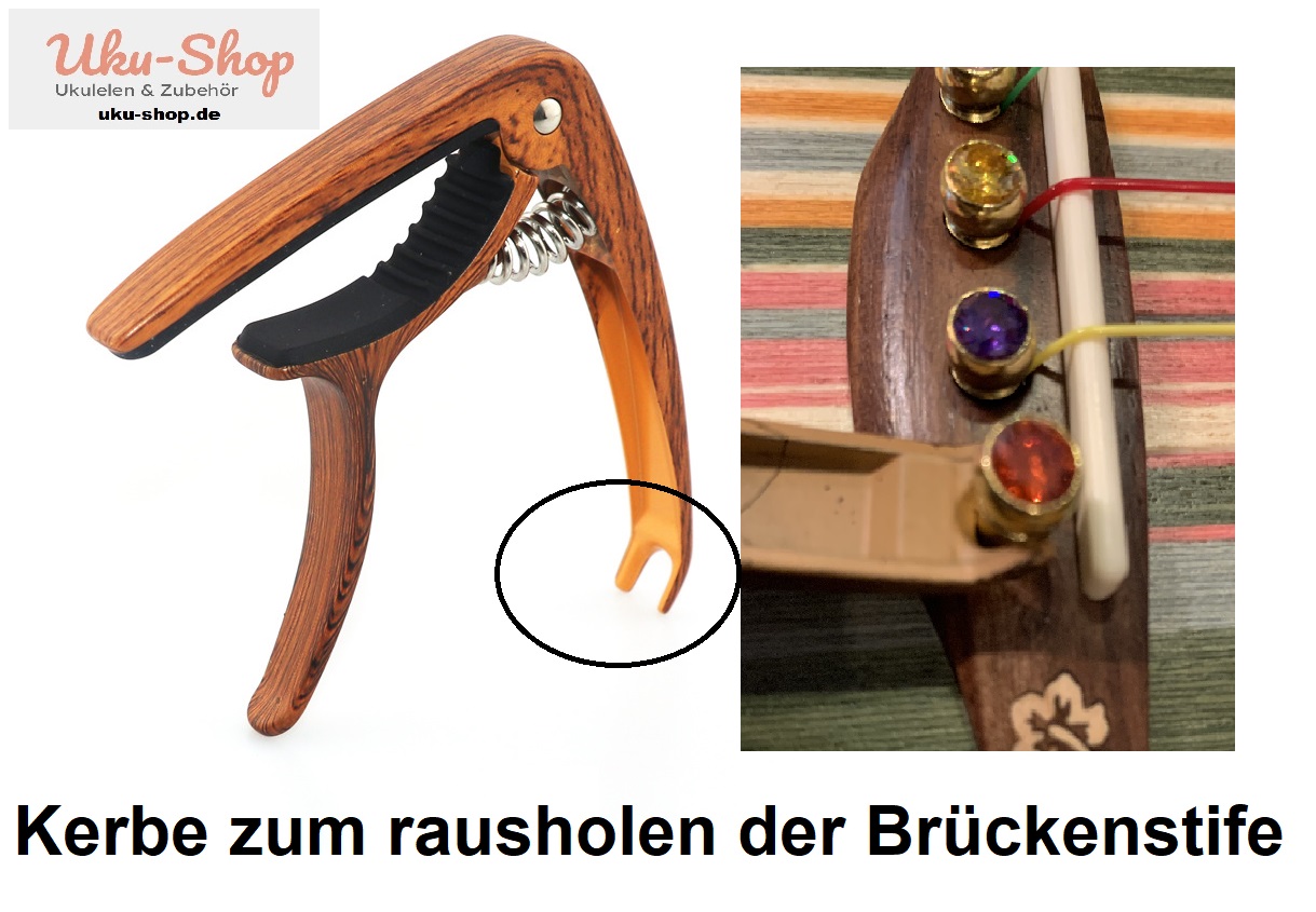 Kapodaster aus Zink - Holzmaserung - Dunkel